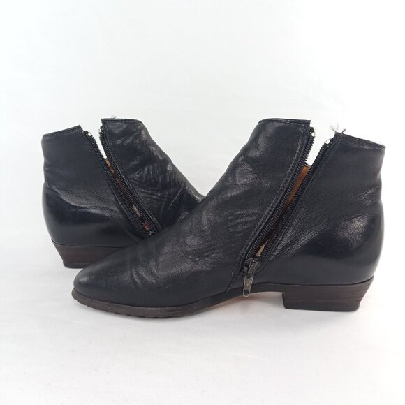 Vintage Santana Canada Womens Boots Size 7 Leather Booties Low Heel Black - Picture 5 of 11